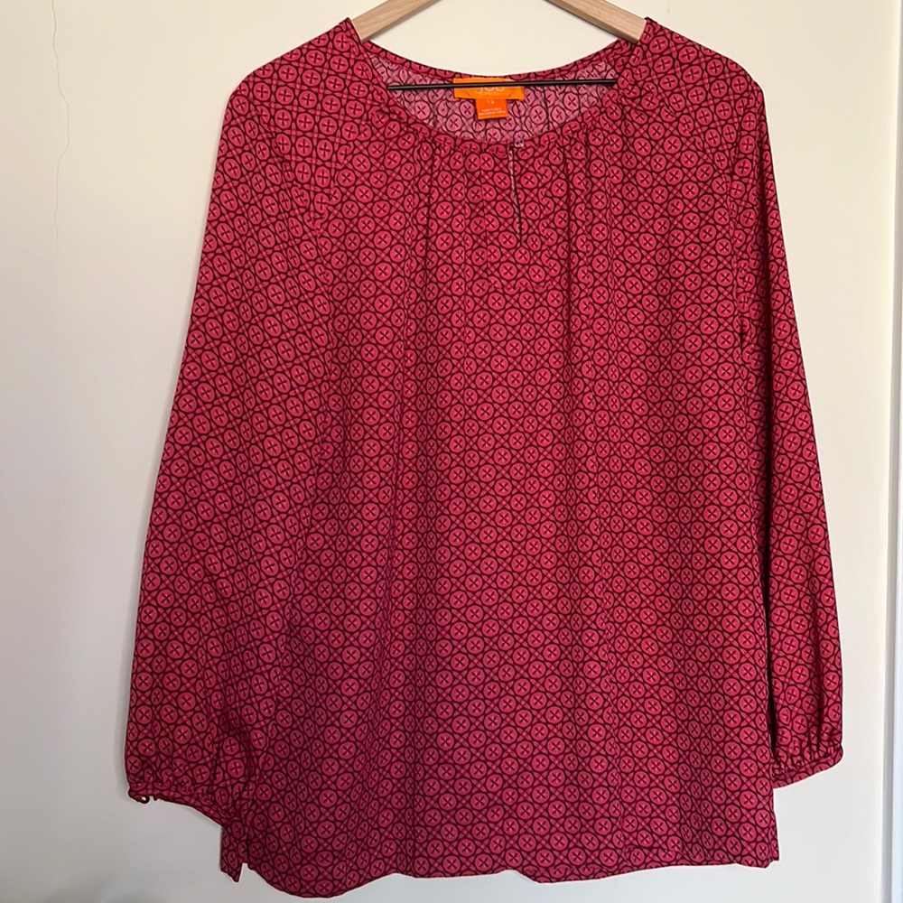 Joe Fresh Pink Rose Peasant Boho Blouse Size Large